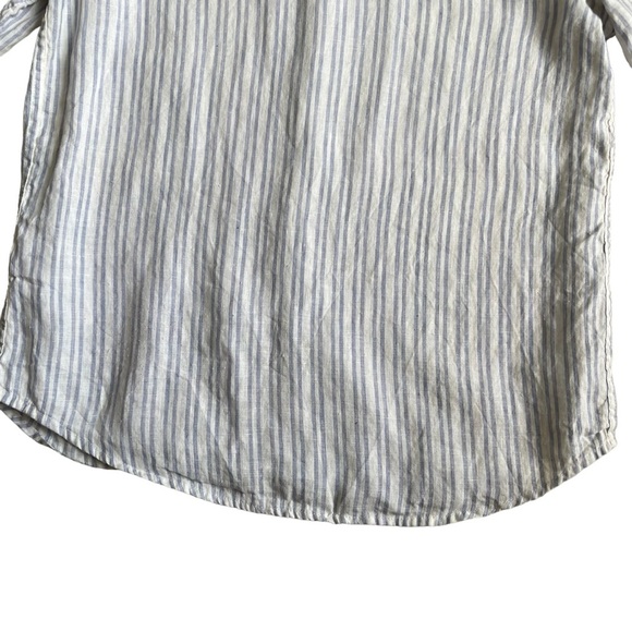 Denim & Flower Ricky Singh 100% Linen Striped Shirt Men’s Size M Roll Tab Sleeve - Picture 7 of 9
